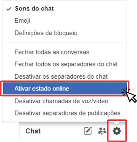 Acenar no Facebook chat