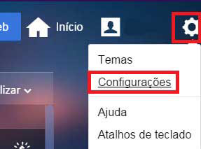 Painel de controle onde criar assinatura de email Yahoo Mail