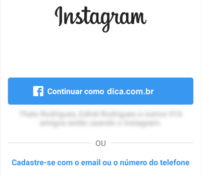 Cadastrar com facebook