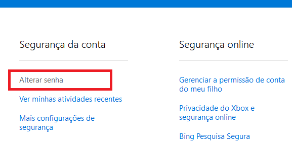 como mudar senha outlook.com email