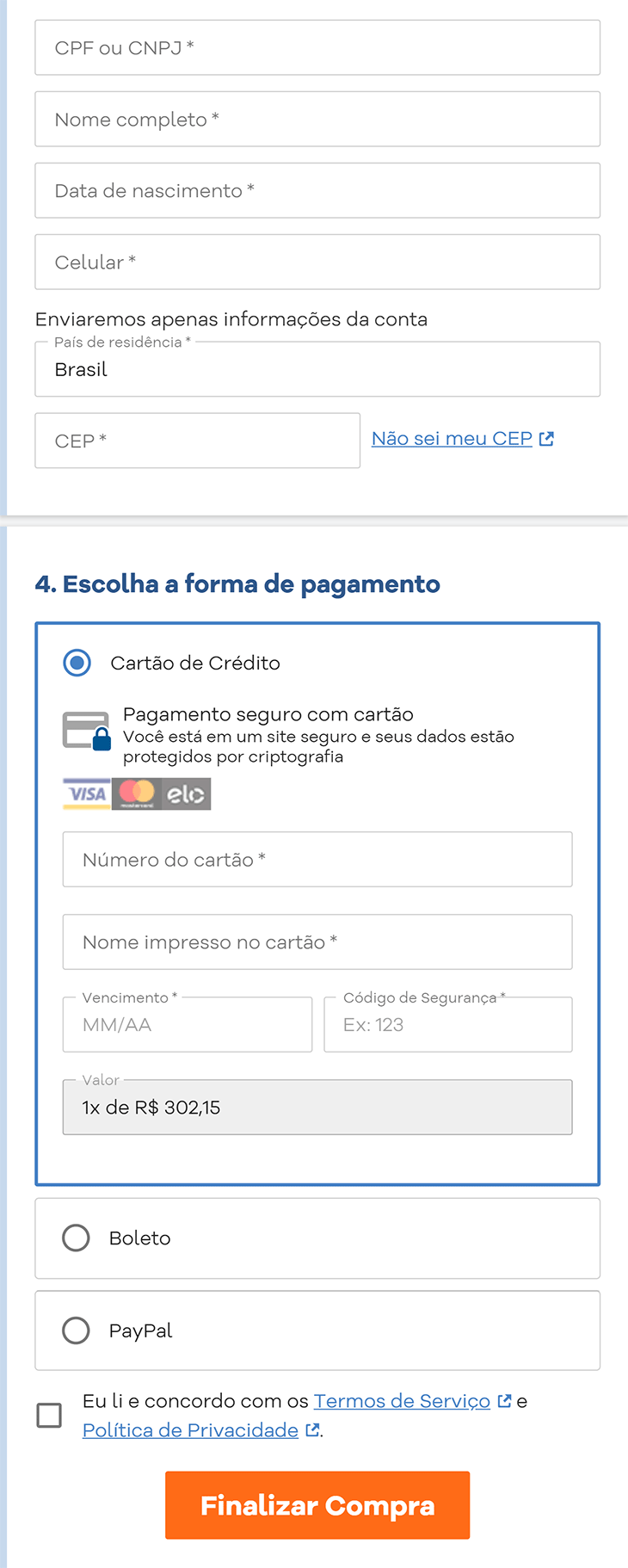 Criar conta de hospedagem de blog