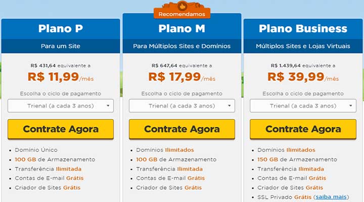 Homepage Hostgator para criar email profissional
