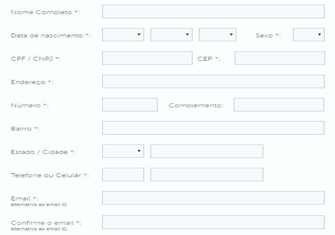 Form Criar IG Mail