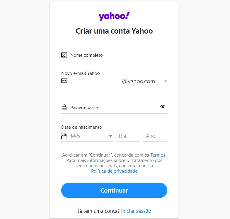 Passo 1: Criar E-mail Yahoo