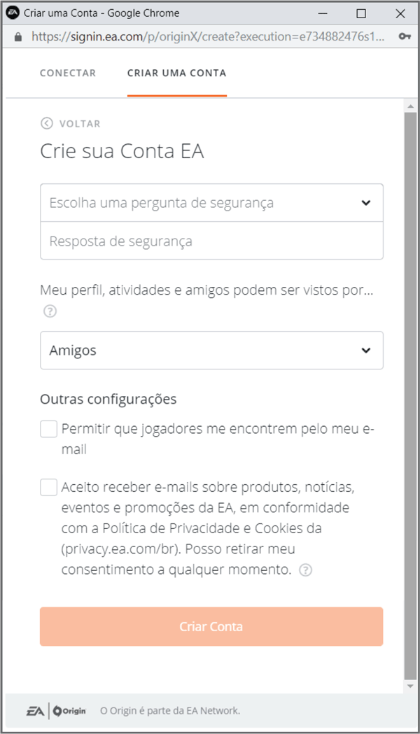Ea criar conta