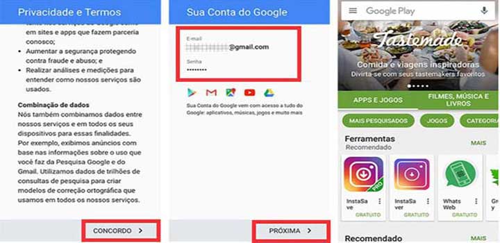 Tela email google no smartphone