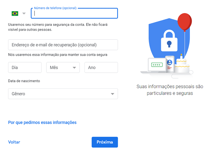 Gmail criar telefone 003