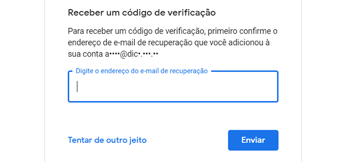 recuperação por email alternativo