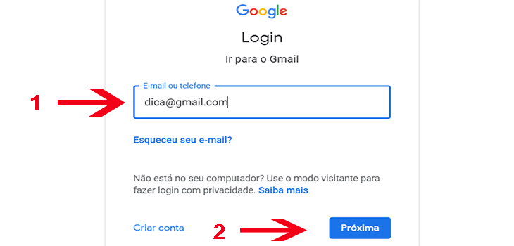 Formulário login senha