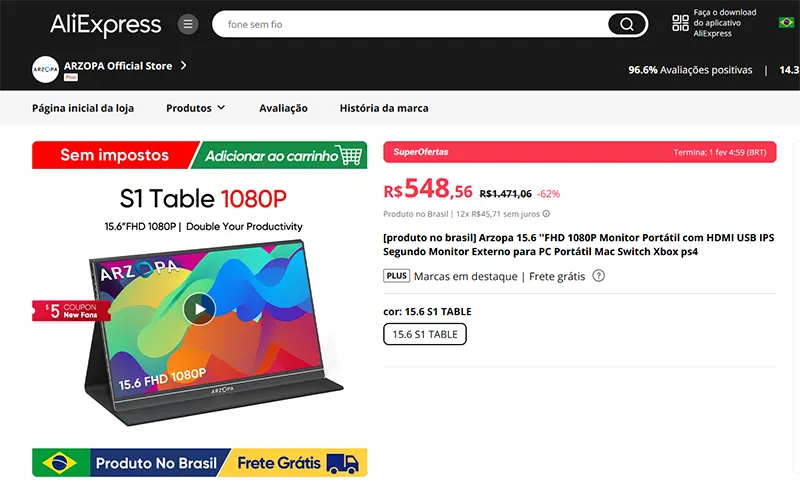 Imagem S1 table monitor portátil