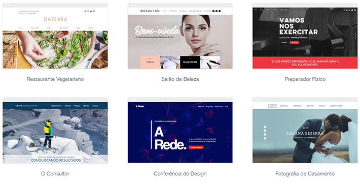 Templates de sites prontos wix